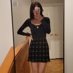 Black Plaid Women's Skirt